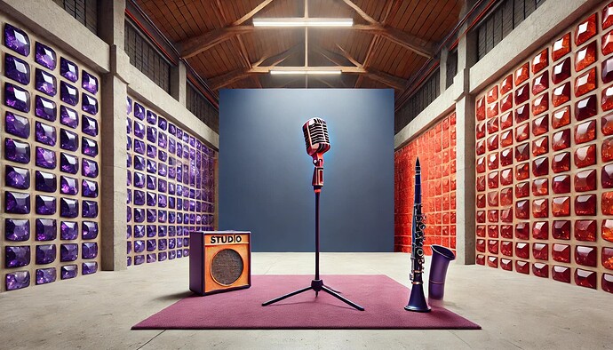 DALL·E 2024-11-10 16.48.16 - A wide-angle horizontal photograph of an empty industrial warehouse with three visible walls. The walls are made of faux gemstones, one wall is navy b