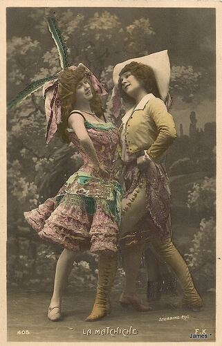 La matchiche, mattechiche ou maxixe, parfois appelée tango brésilien, danse née à Rio de Janeiro en 1868. Édouard Stebbing. circa 1910