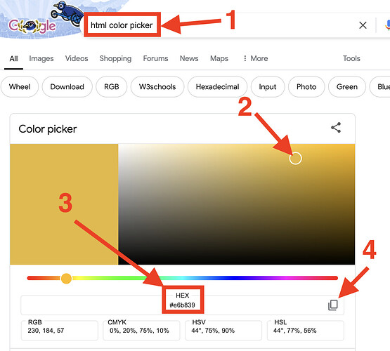 Screenshot of Google showing the above instructions