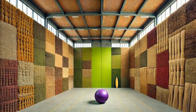 DALL·E 2024-11-10 18.21.14 - A wide-angle horizontal photograph of an empty industrial warehouse with three visible walls. The walls are made of dried thyme branches, one wall is